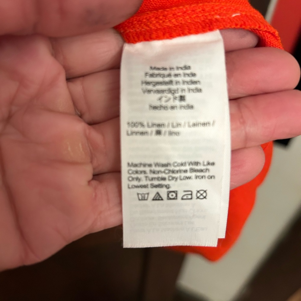Madewell Bright Orange-Red Linen Blend Top - Picture 6 of 8